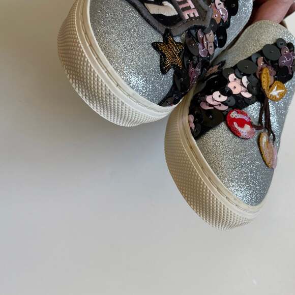 Coach Route 41 Sequin Silver Glitter Pull On Sneaker - Picture 5 of 12